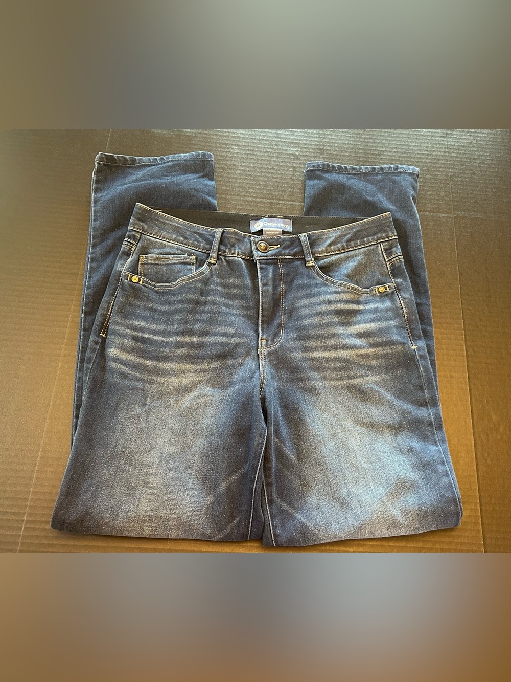 Democracy Womens Mid Rise Ab'solution Straight Leg Dark Wash Denim Jeans Size 10